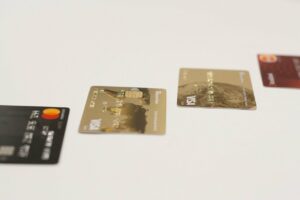 Various credit cards with bank account
